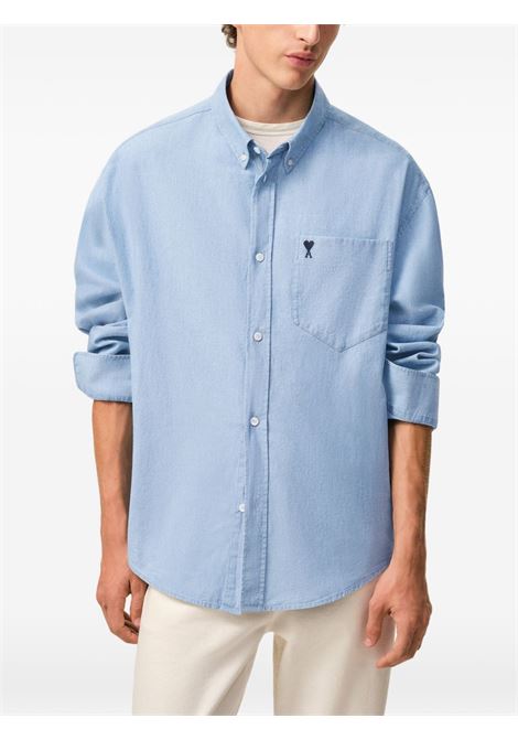 boxy adc shirt man light blue AMI PARIS | HSH822.CO0221484